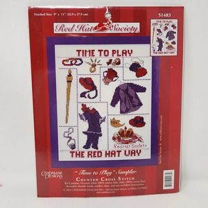 Candamar Designs Red Hat Society Counted Cross Stitch Kit 51483 Time To Play New